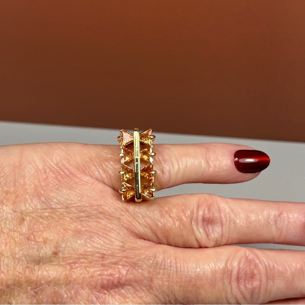 Camille Lucie Gold and Topaz Geometric Statement Ring